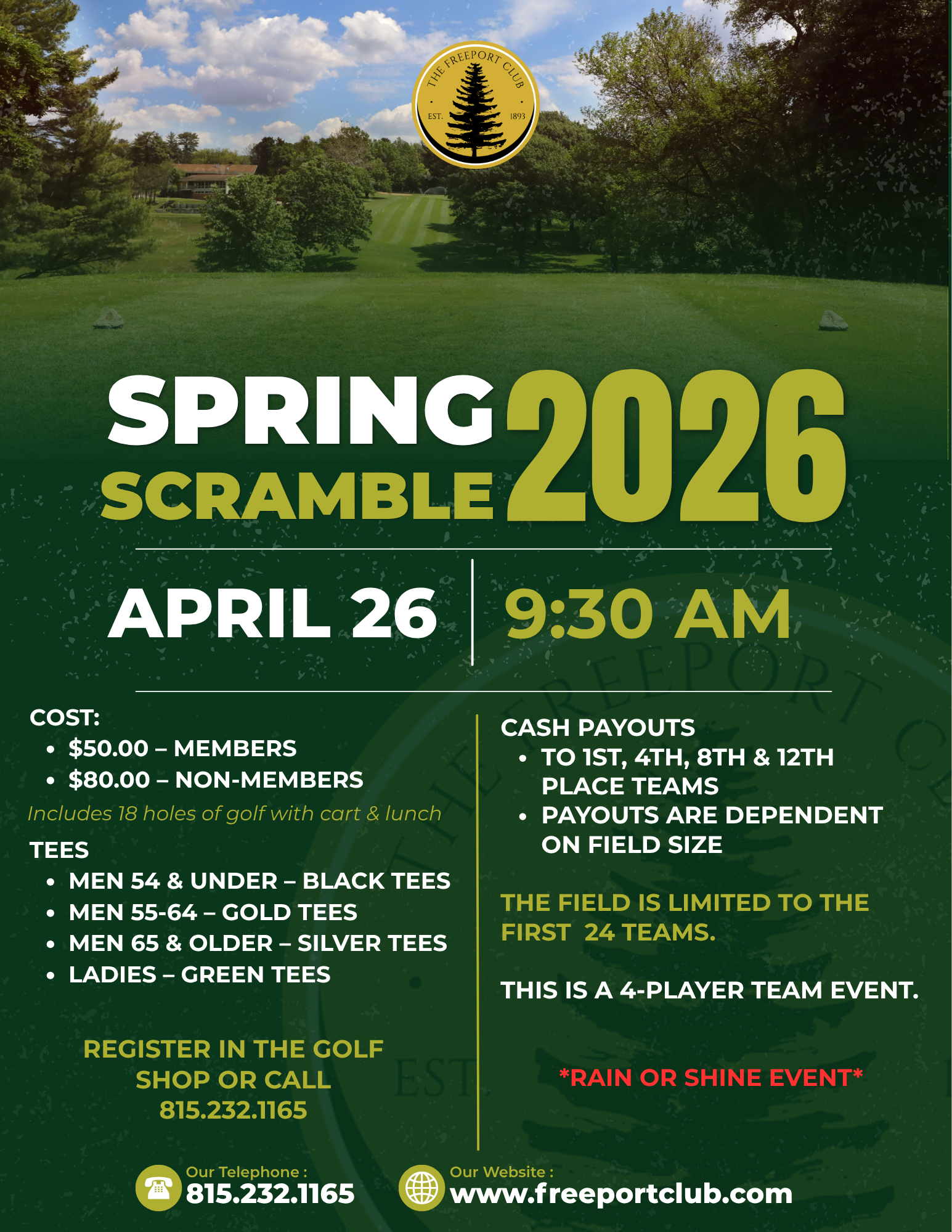 Freeport Club 2026 Spring Scramble info